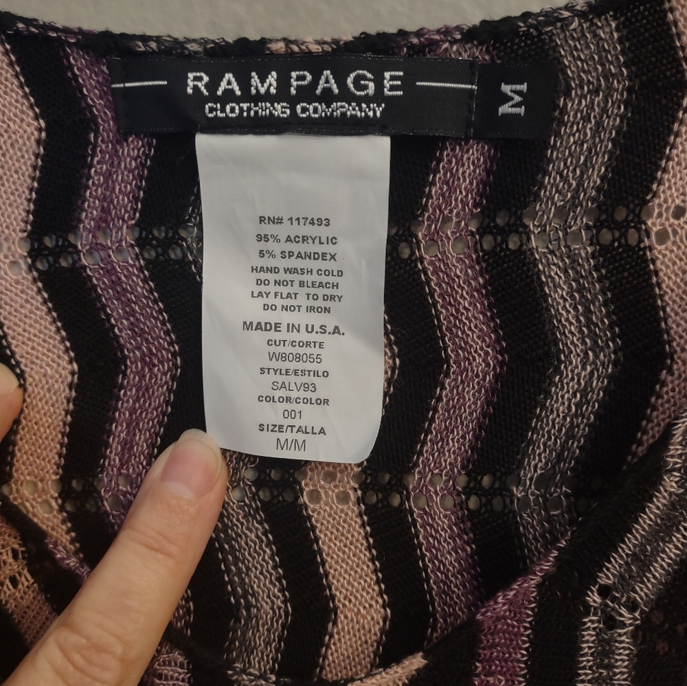 Y2K Rampage Clothing Co. Vintage 90s Zigzag Black Pink Sweater Top Size M - Picture 8 of 13